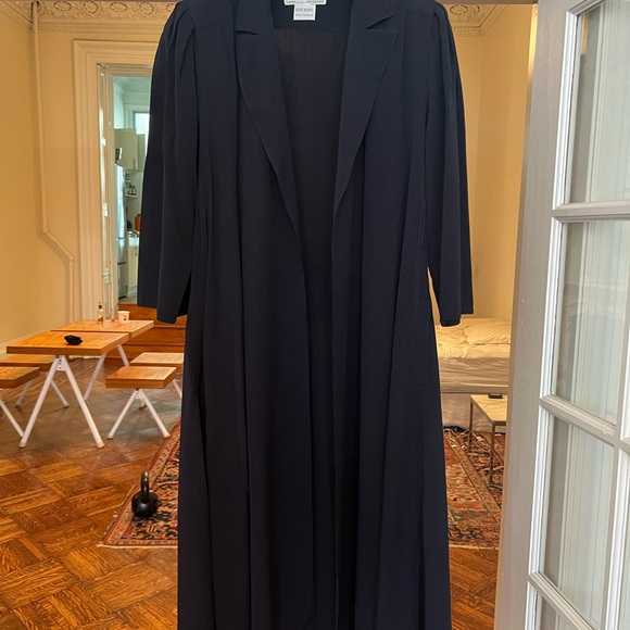 Jasper Conran for Henri Bendel Navy two piece women’s long coat and pants vtg - Picture 2 of 11